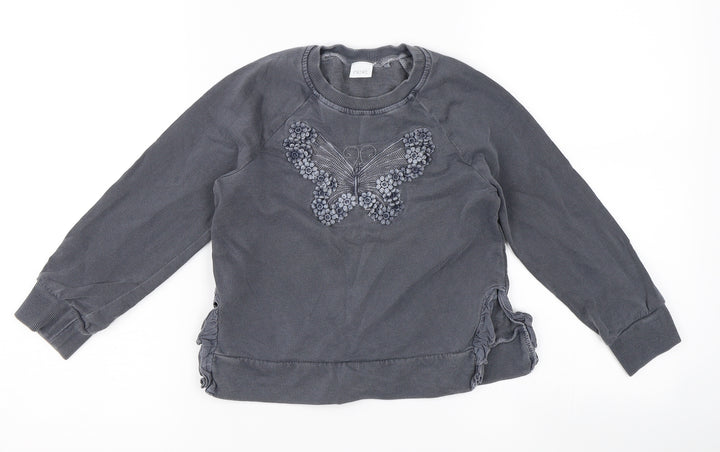 NEXT Girls Grey Pullover Sweatshirt Size 5 Years - Butterfly