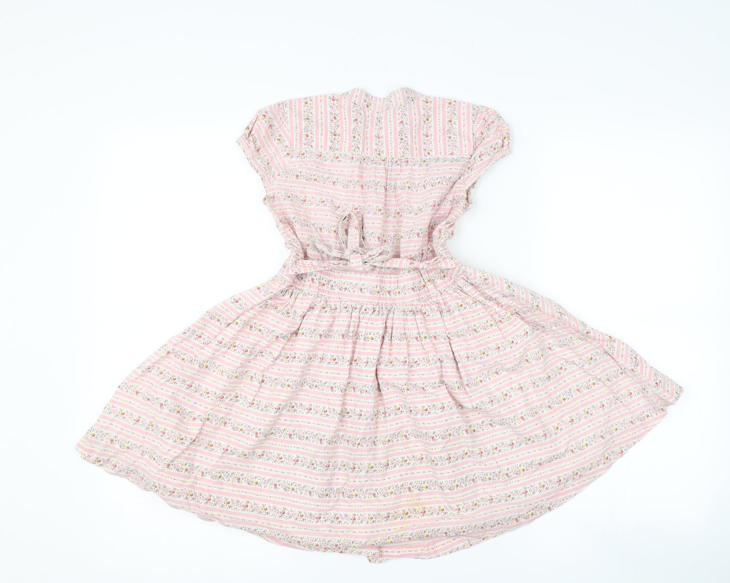 Their Nibs Girls Pink Striped  A-Line  Size 7-8 Years  - flowers