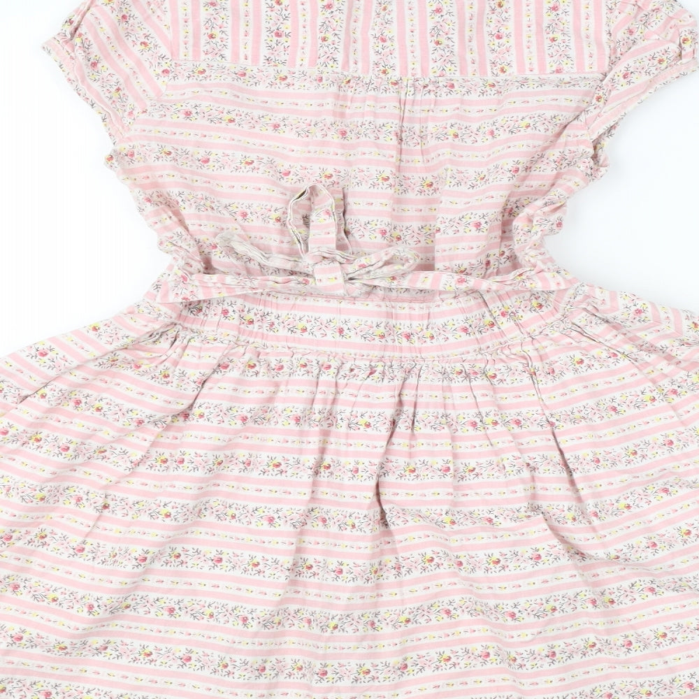 Their Nibs Girls Pink Striped  A-Line  Size 7-8 Years  - flowers