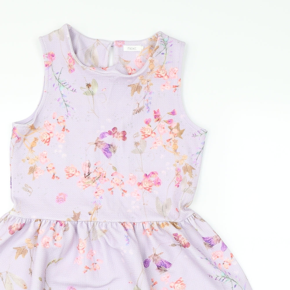 NEXT Girls Purple Floral  Shift  Size 12 Years