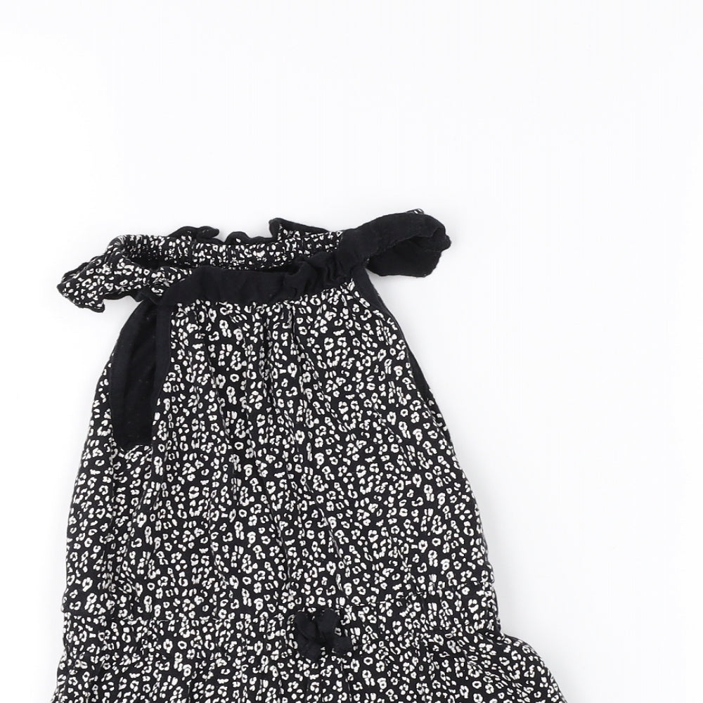 George Girls Black Floral  Romper One-Piece Size 18-24 Months