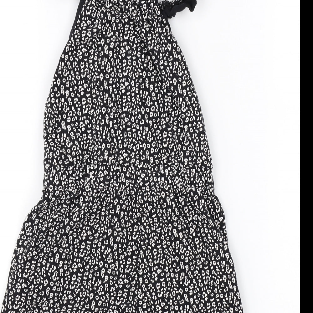 George Girls Black Floral  Romper One-Piece Size 18-24 Months