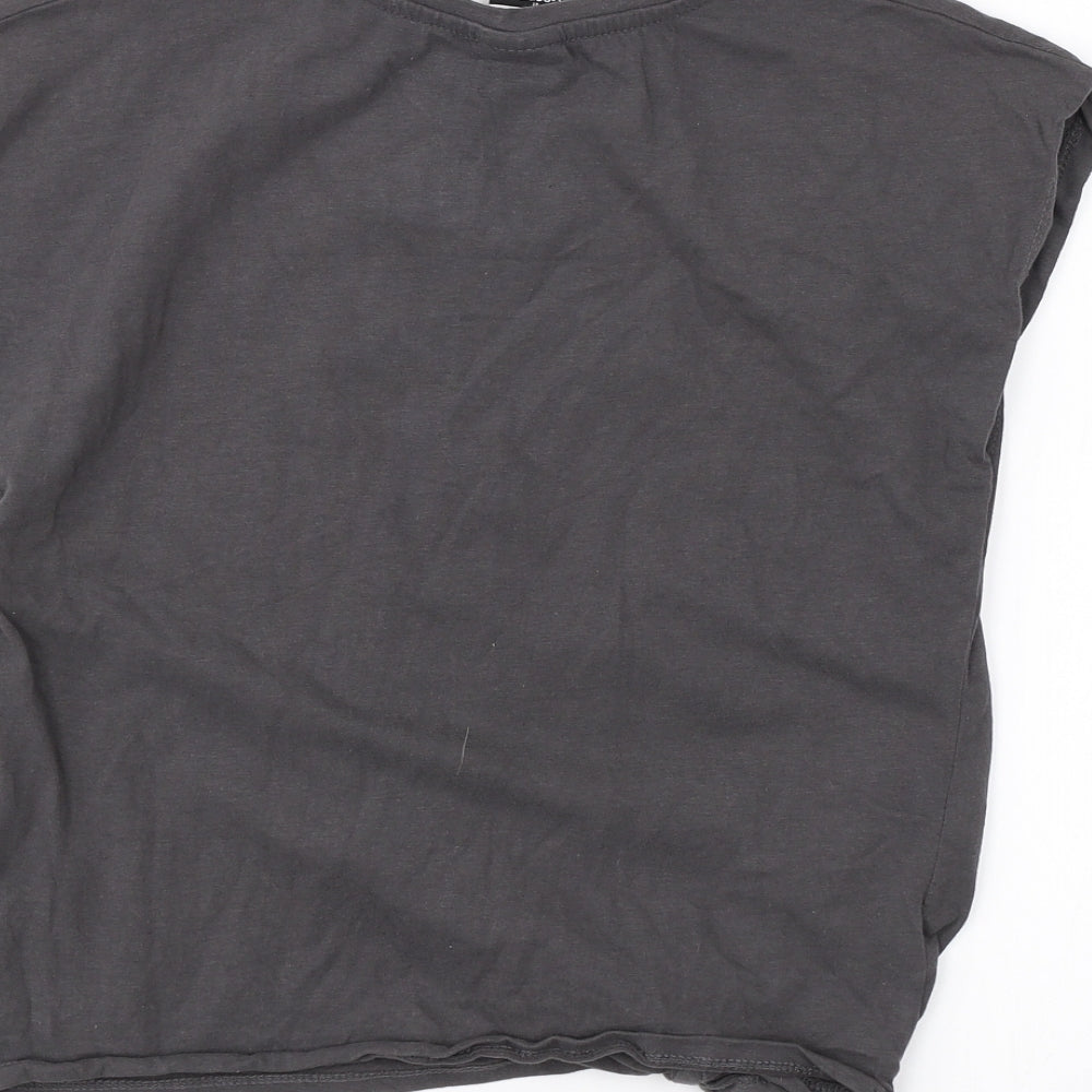 George Girls Grey   Basic T-Shirt Size 8-9 Years  - Disney Mickey Mouse tie front