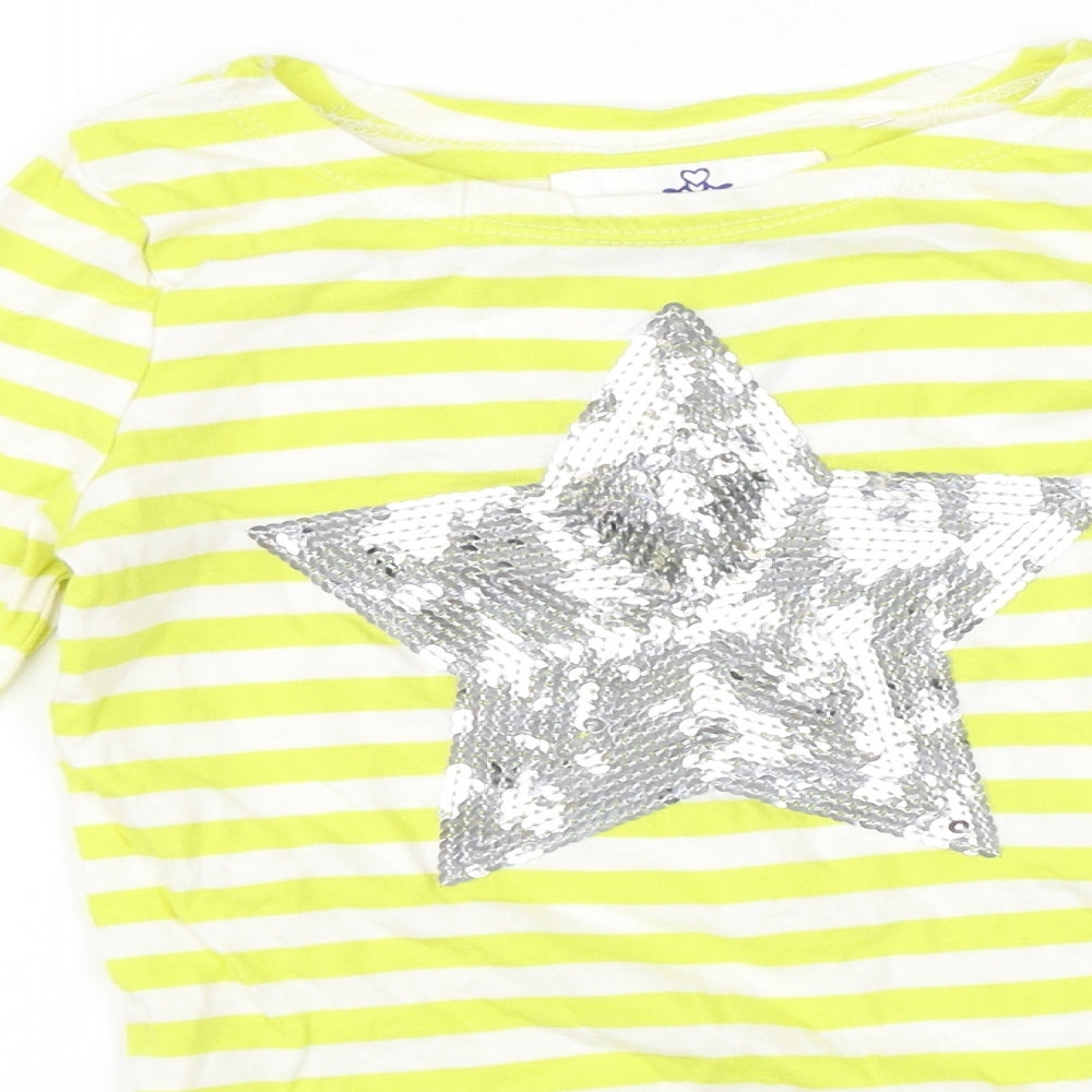 TU Girls Green Striped  Basic T-Shirt Size 7 Years  - star