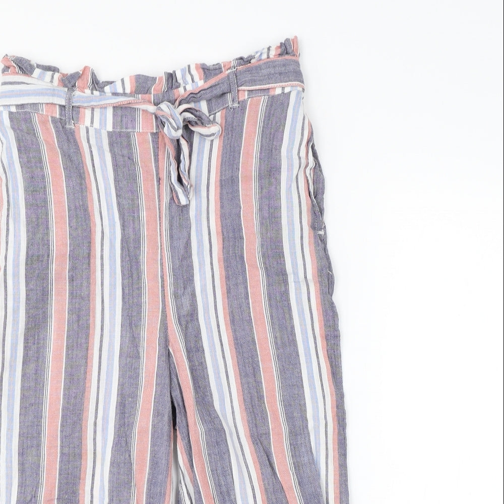 George Girls Grey Striped  Capri Trousers Size 9-10 Years
