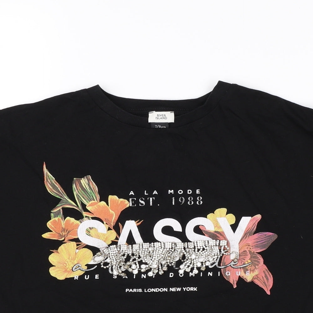 River Island Girls Black   Basic T-Shirt Size 7-8 Years  - SASSY
