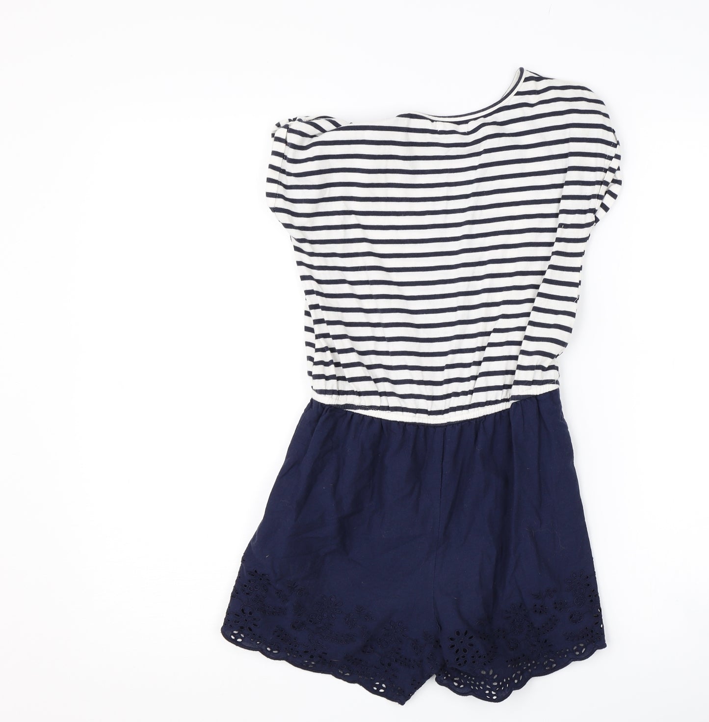 NEXT Girls Blue Striped  Playsuit One-Piece Size 7 Years