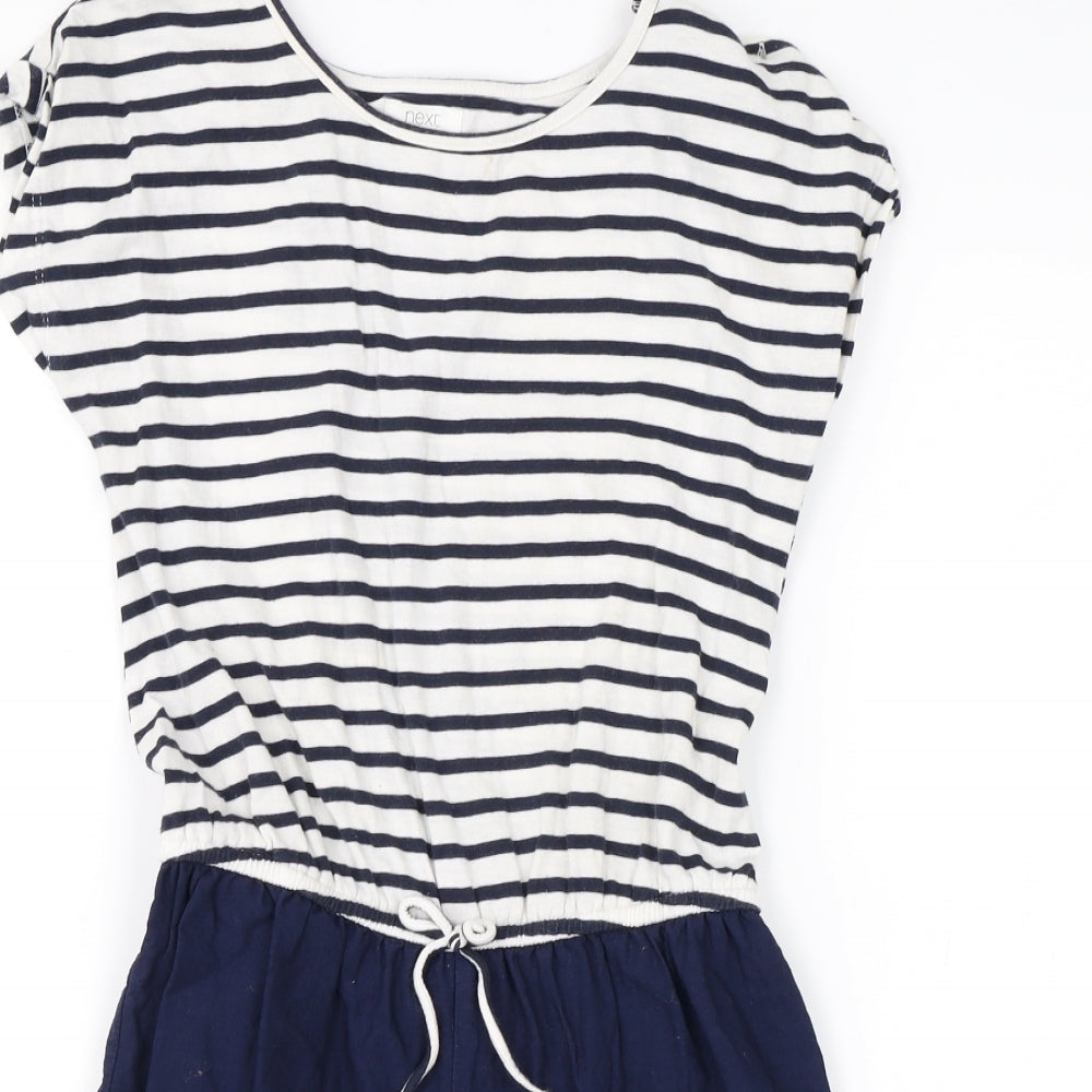 NEXT Girls Blue Striped  Playsuit One-Piece Size 7 Years