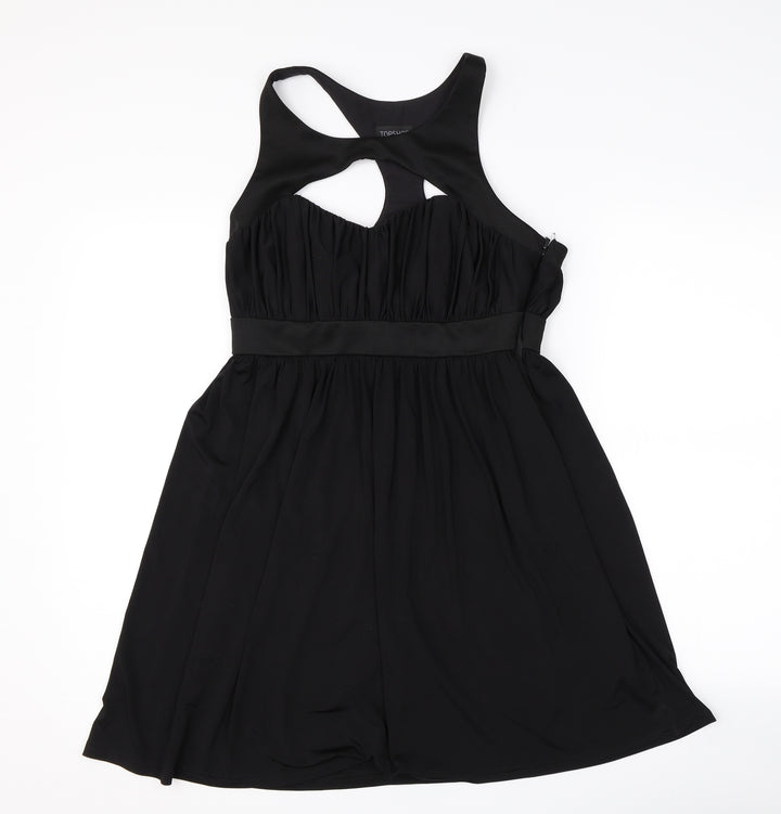 Topshop Womens Black A-Line Size 10 - Cut Out Neckline