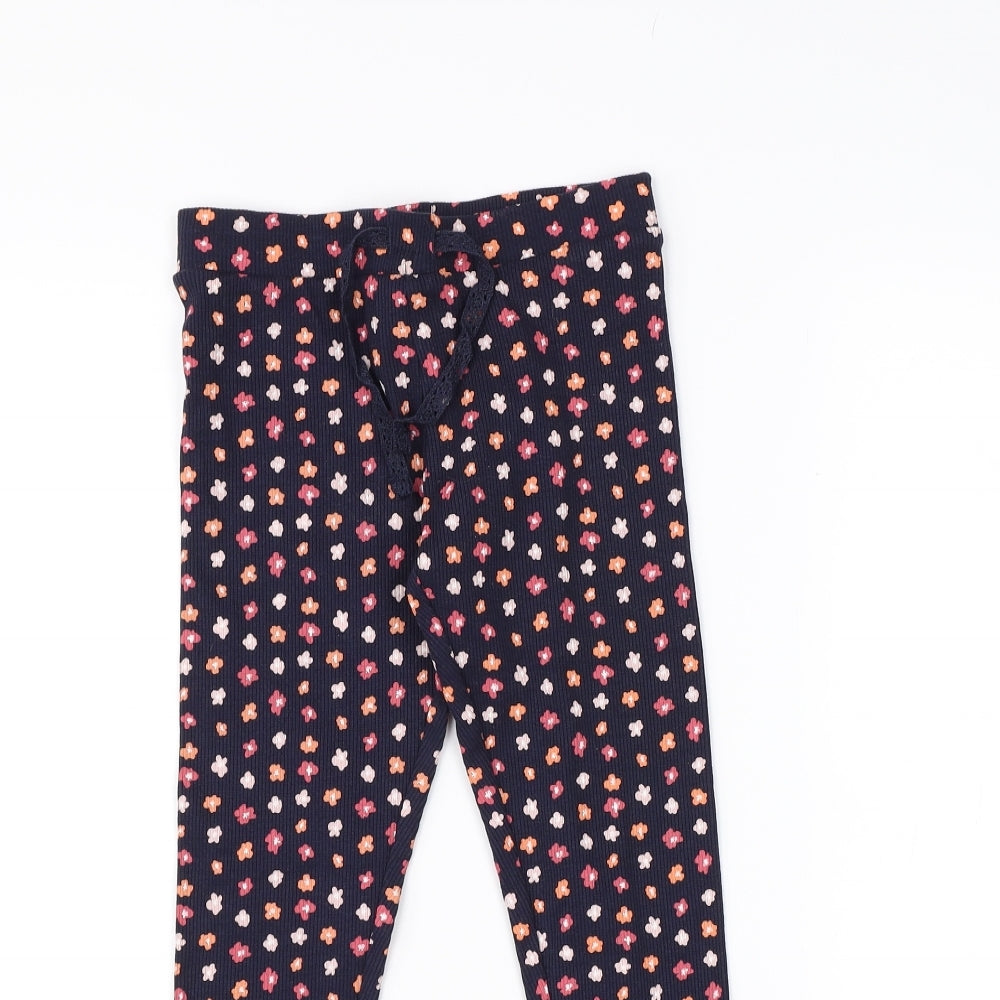 Primark Girls Blue Floral  Jogger Trousers Size 4-5 Years - leggings