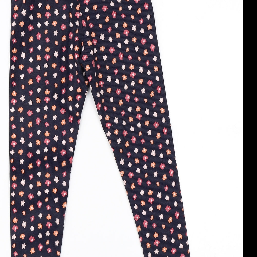 Primark Girls Blue Floral  Jogger Trousers Size 4-5 Years - leggings