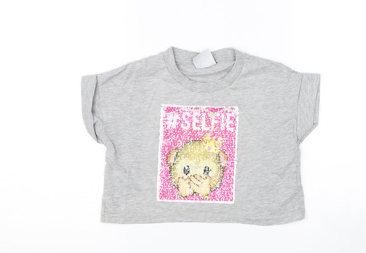 Primark Girls Grey Basic T-Shirt Size 8-9 Years - selfie