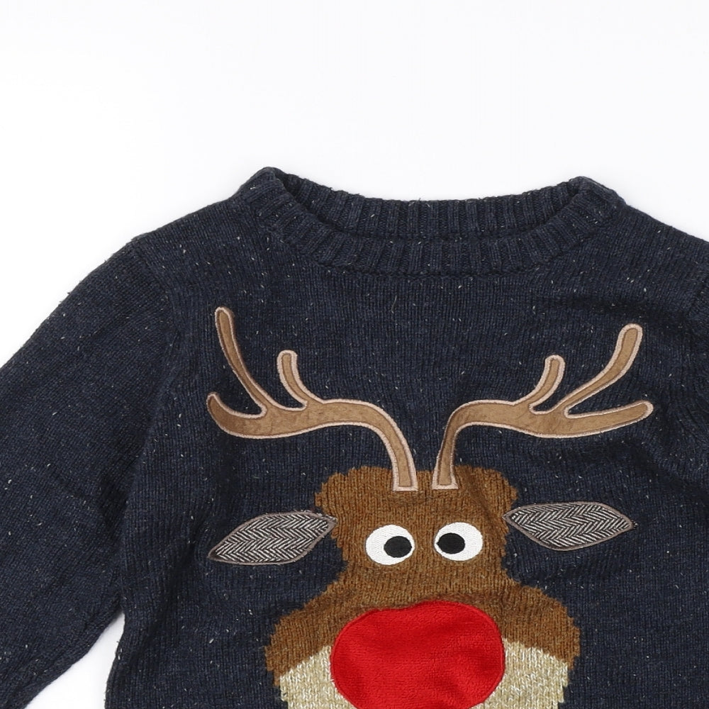 NEXT Boys Blue   Pullover Jumper Size 6 Years  - Reindeer