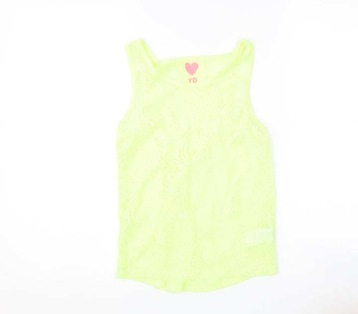 Young Dimension Girls Yellow   Basic Tank Size 11-12 Years  - neon