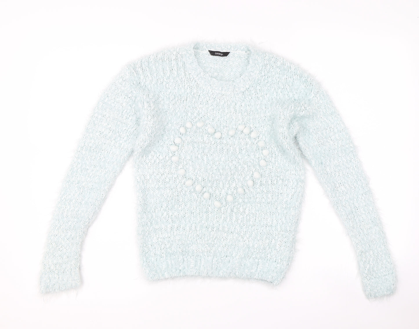 George Girls Blue   Pullover Jumper Size 8-9 Years  - Love Heart