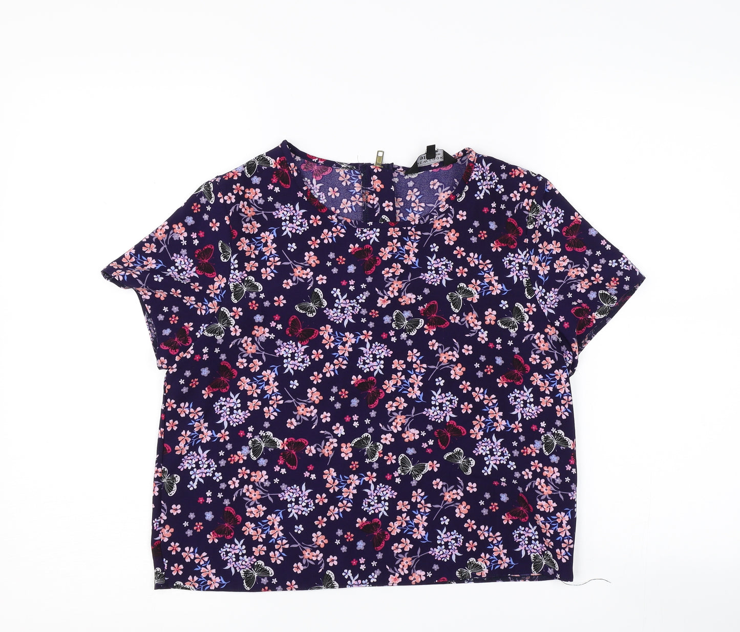 New Look Girls Blue Floral  Basic T-Shirt Size 14 Years