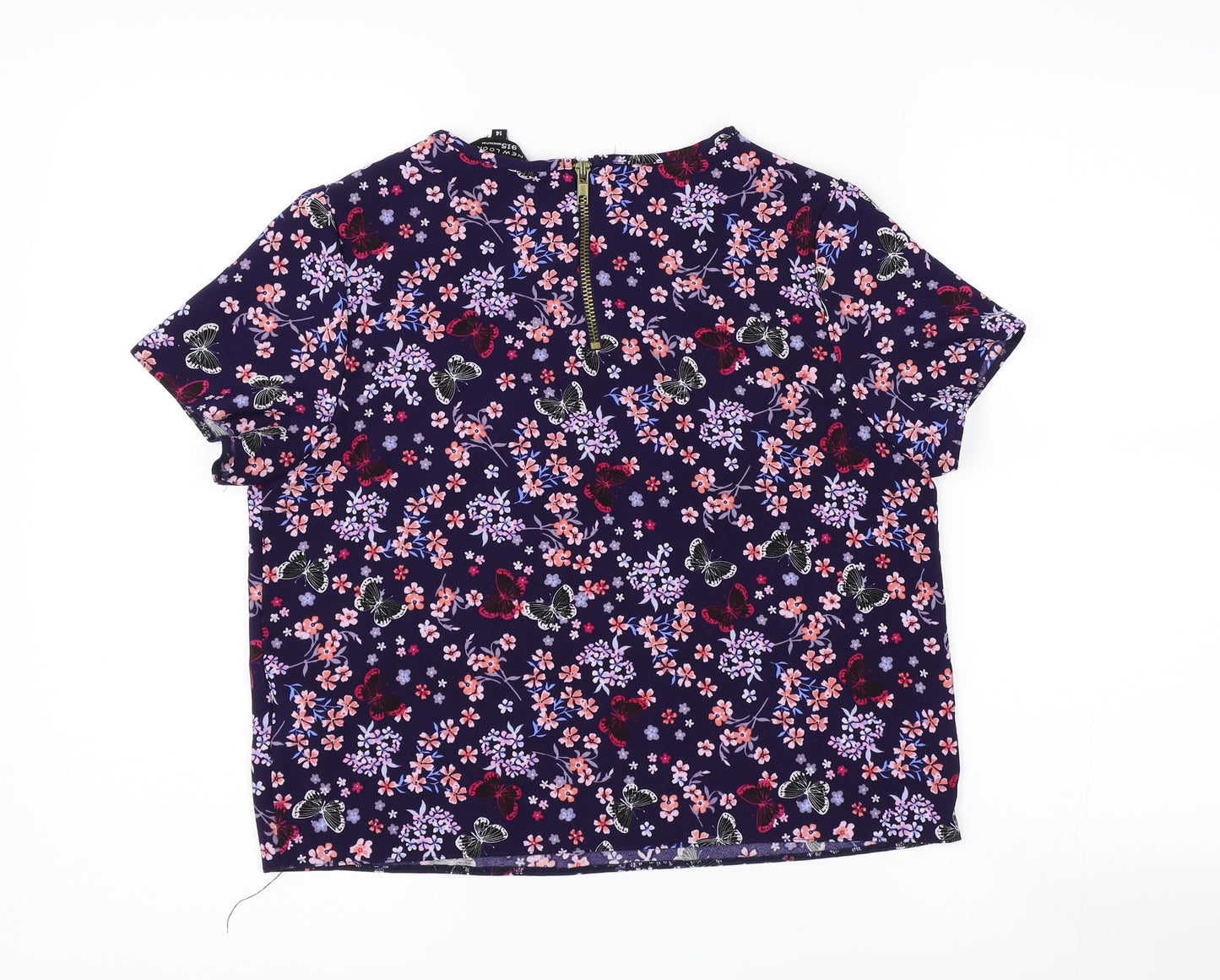 New Look Girls Blue Floral  Basic T-Shirt Size 14 Years