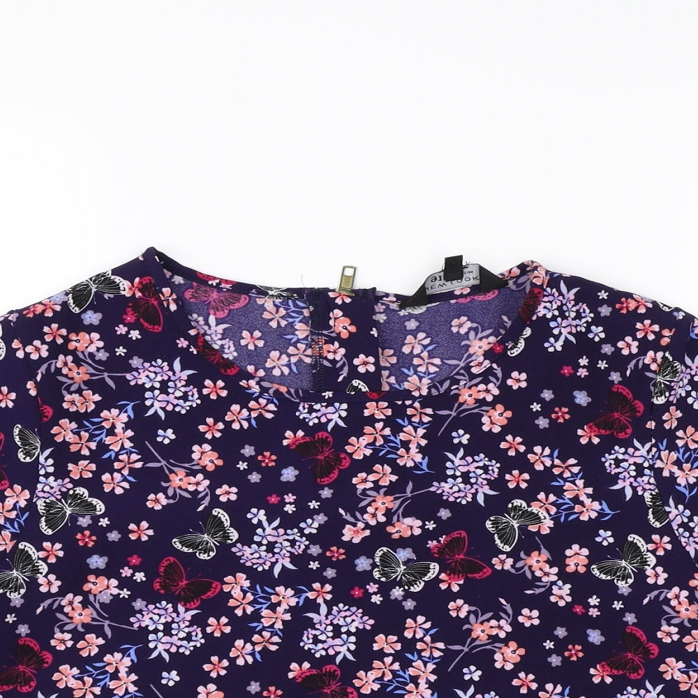 New Look Girls Blue Floral  Basic T-Shirt Size 14 Years