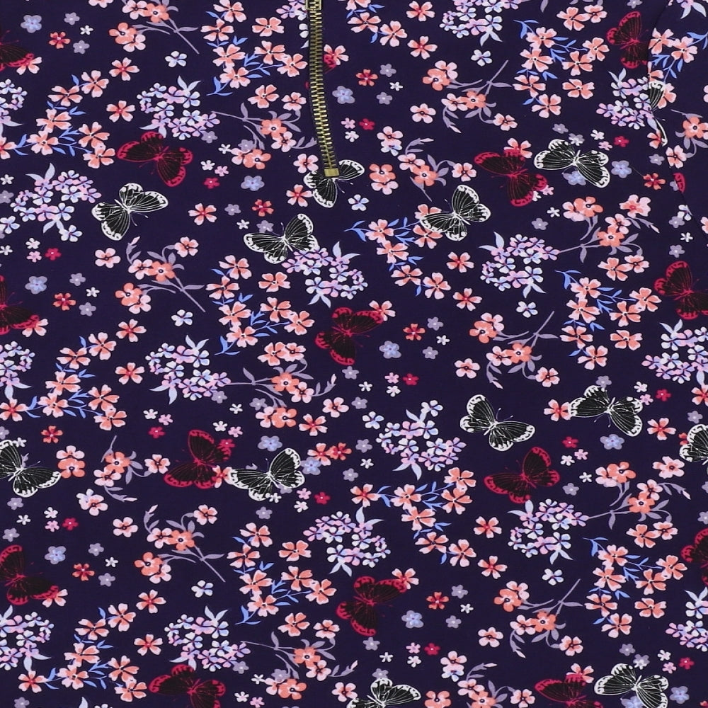 New Look Girls Blue Floral  Basic T-Shirt Size 14 Years