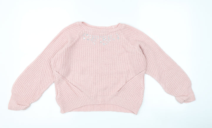 F&F Girls Pink Pullover Jumper Size 8-9 Years