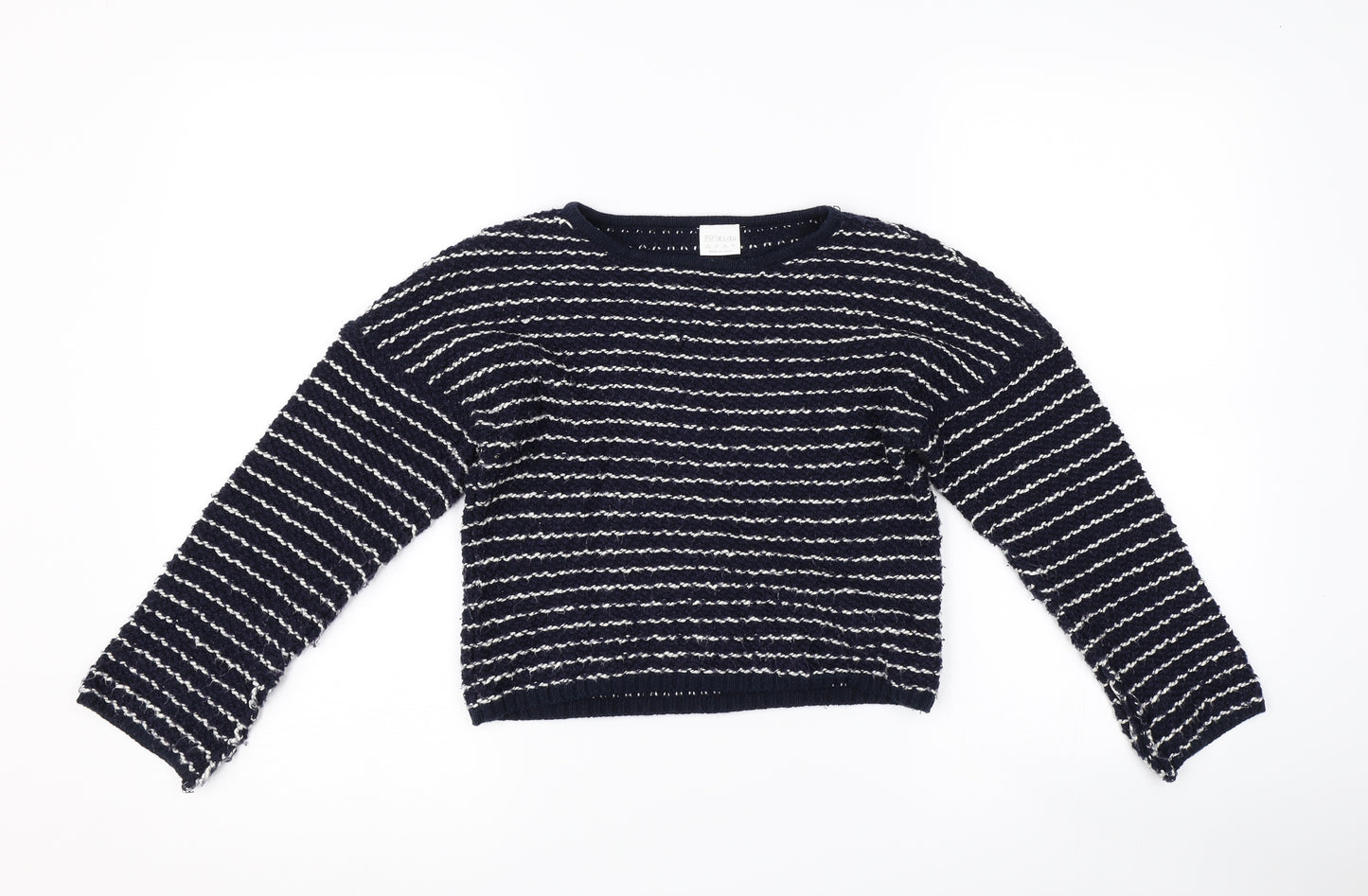 F&F Girls Blue Striped  Pullover Jumper Size 7-8 Years