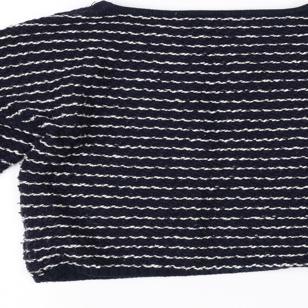 F&F Girls Blue Striped  Pullover Jumper Size 7-8 Years