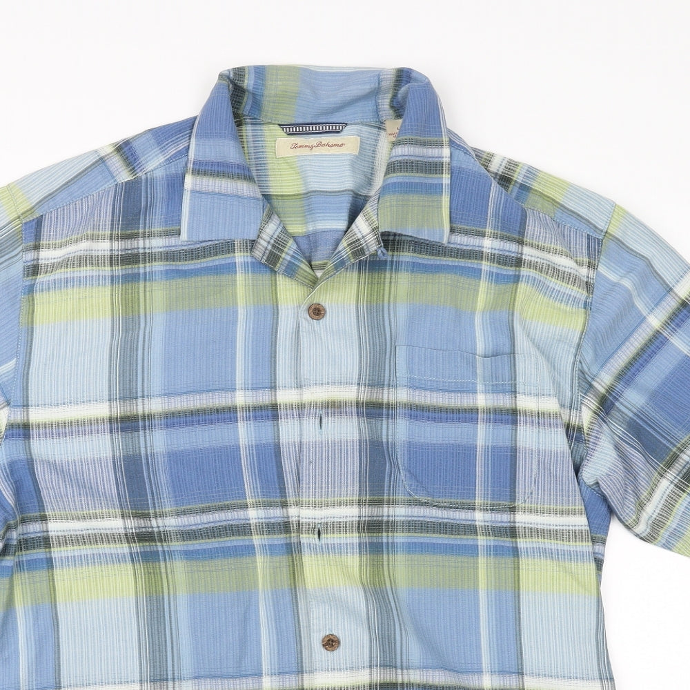 Tommy Bahama Mens Blue Check   Button-Up Size L
