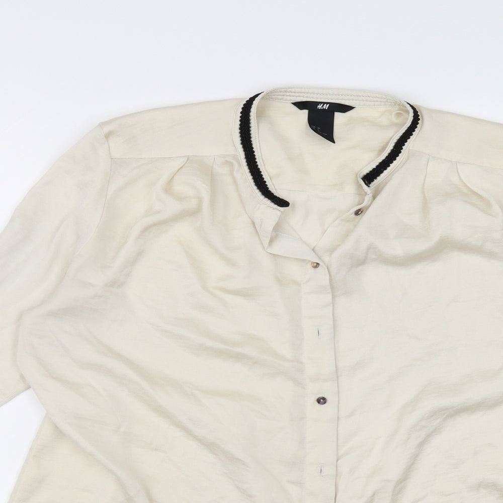 H&M Womens Beige   Basic Button-Up Size 8