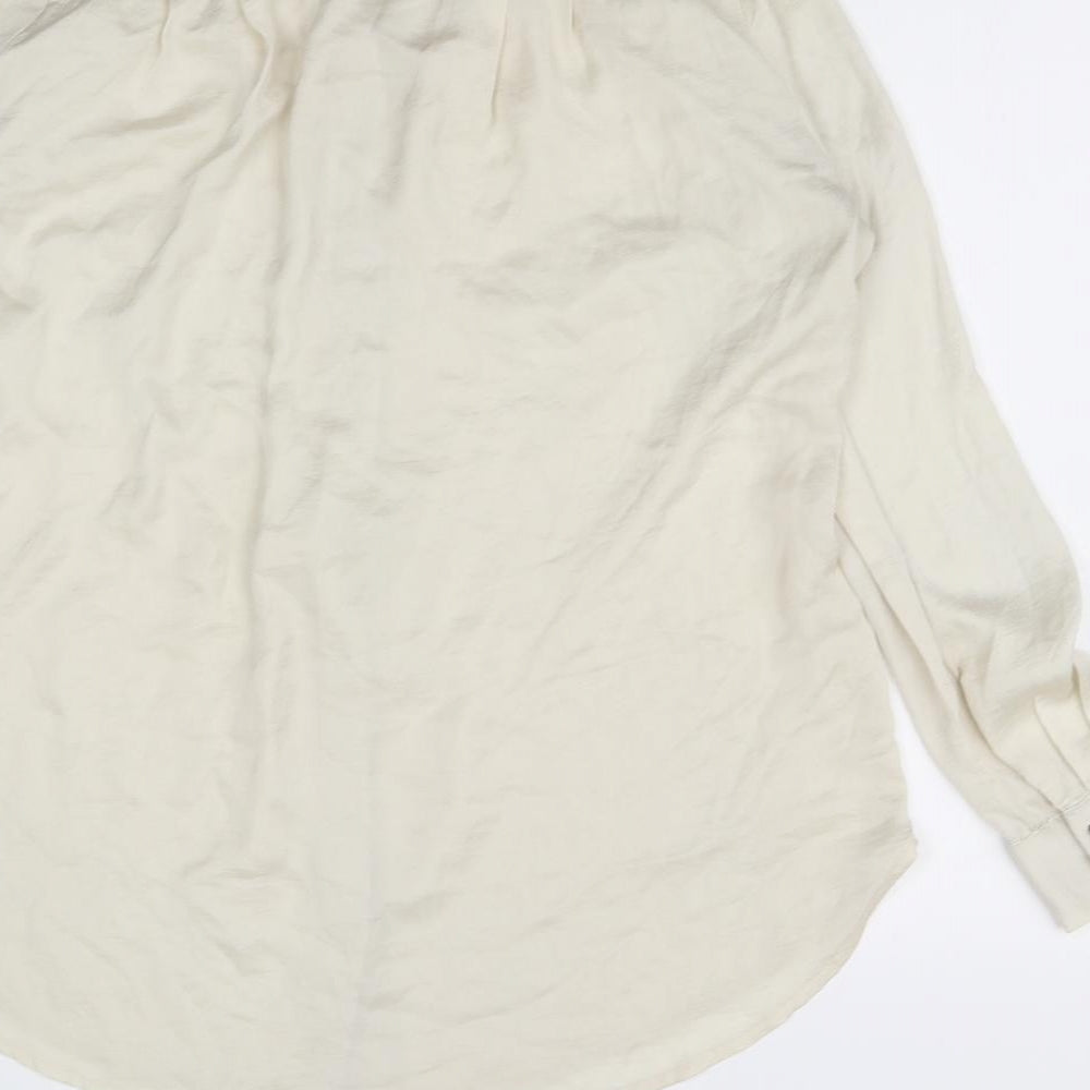 H&M Womens Beige   Basic Button-Up Size 8
