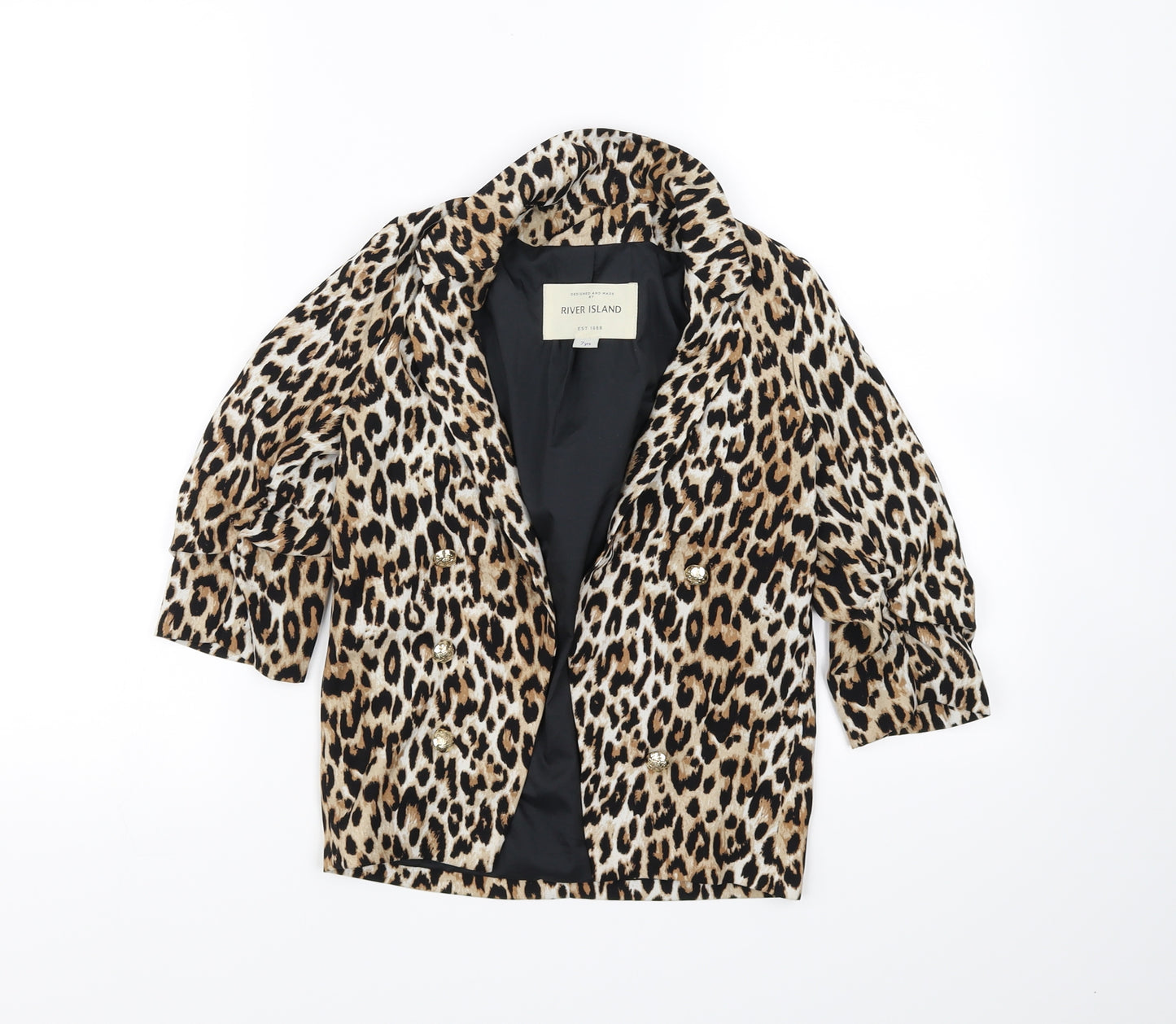 River Island Girls Beige Animal Print  Jacket Coat Size 7 Years