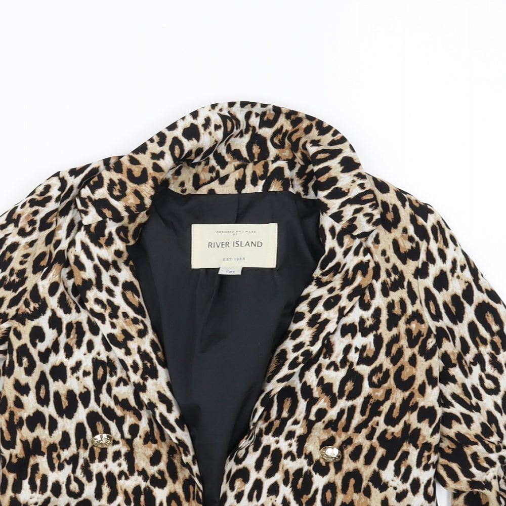 River Island Girls Beige Animal Print  Jacket Coat Size 7 Years
