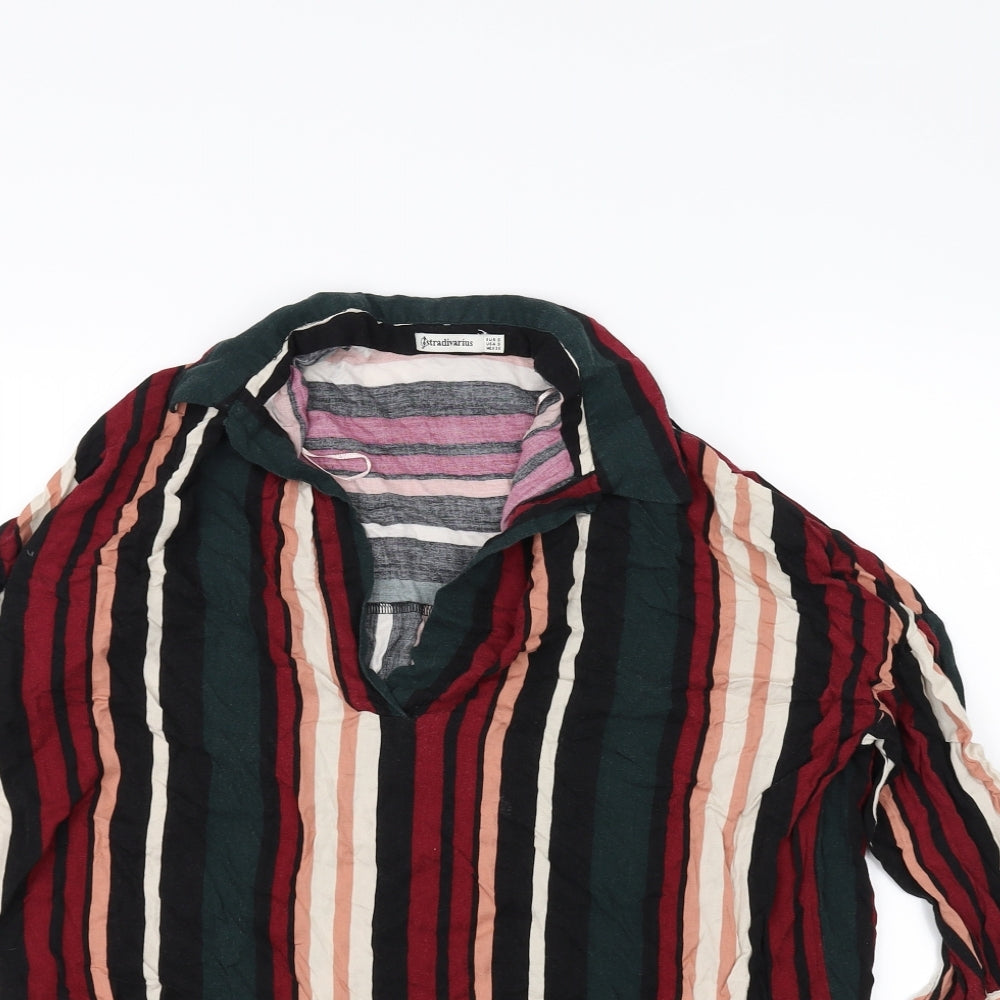 Stradavarius Womens Multicoloured Striped  Basic Blouse Size S