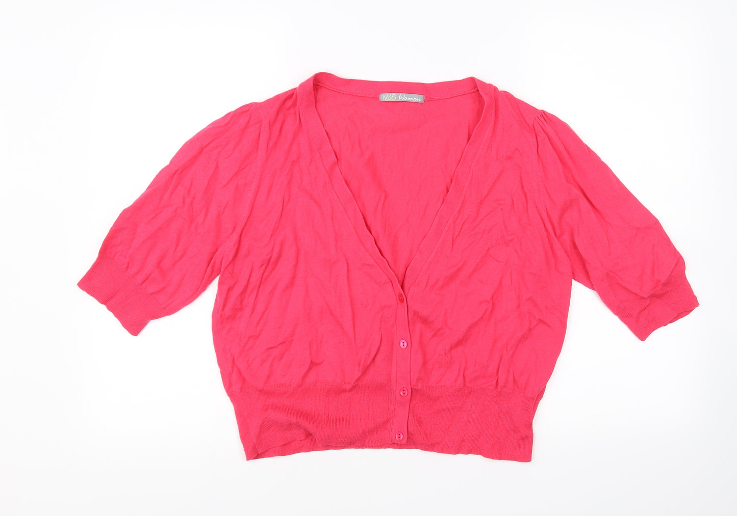 M&s Womens Pink   Cardigan Jumper Size 20