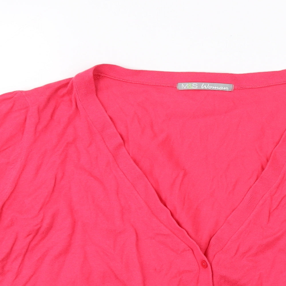 M&s Womens Pink   Cardigan Jumper Size 20