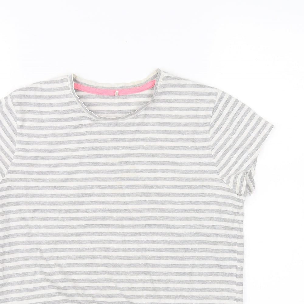 George Girls Grey Striped  Basic T-Shirt Size 13-14 Years
