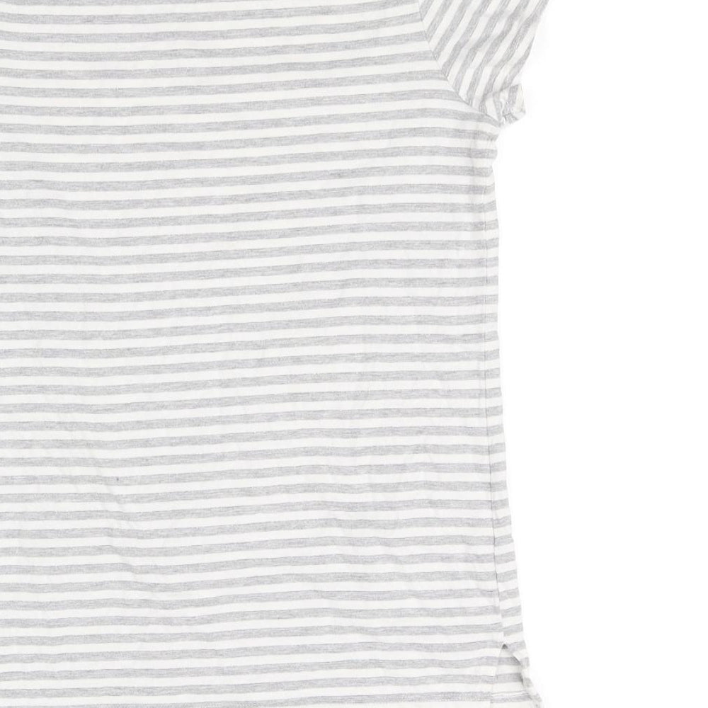 George Girls Grey Striped  Basic T-Shirt Size 13-14 Years