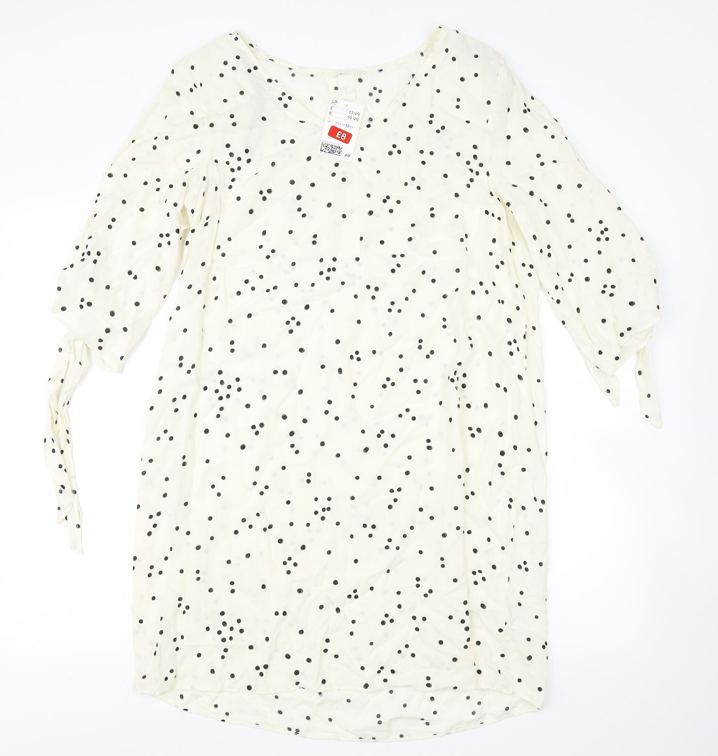 H&M Womens Beige Polka Dot  Fit & Flare  Size 10