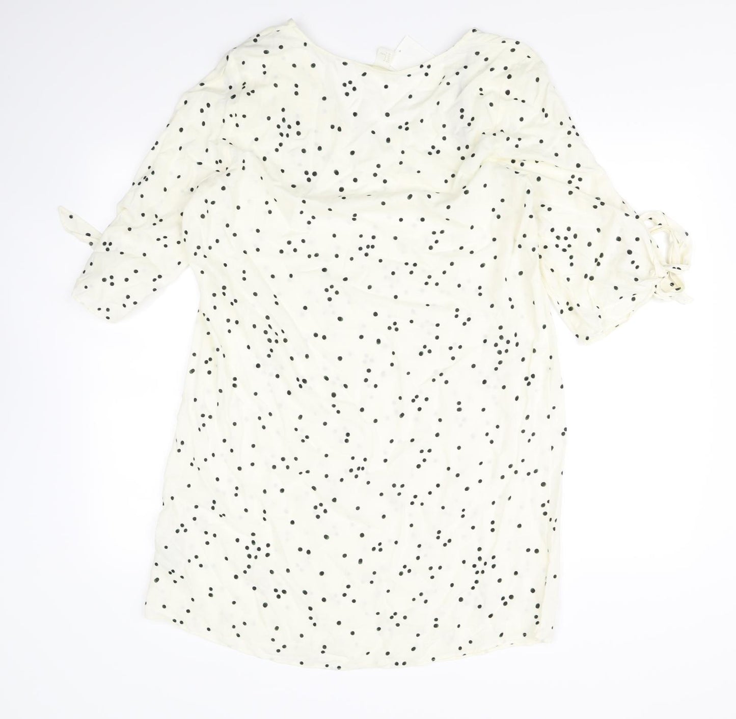 H&M Womens Beige Polka Dot  Fit & Flare  Size 10