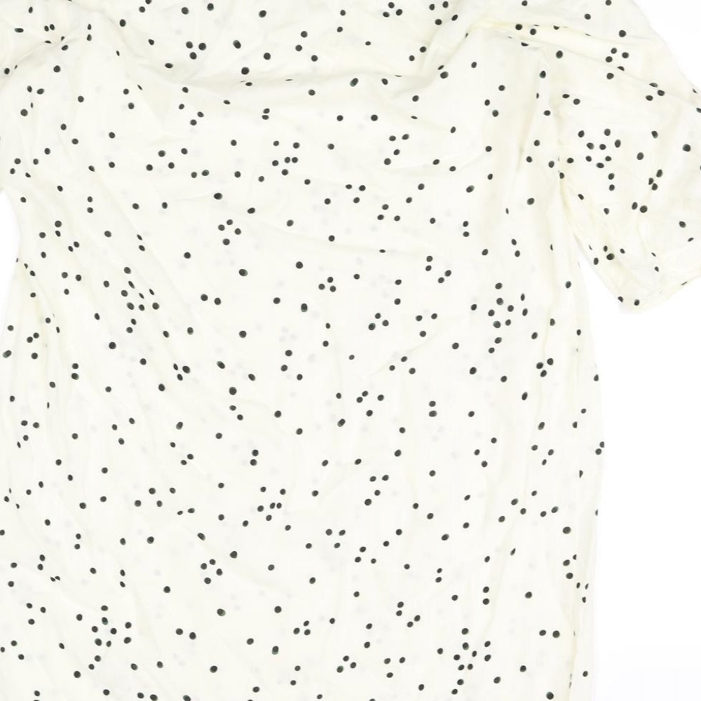 H&M Womens Beige Polka Dot  Fit & Flare  Size 10