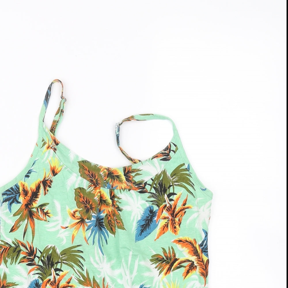 Intuition Womens Green Floral  Basic T-Shirt Size 8