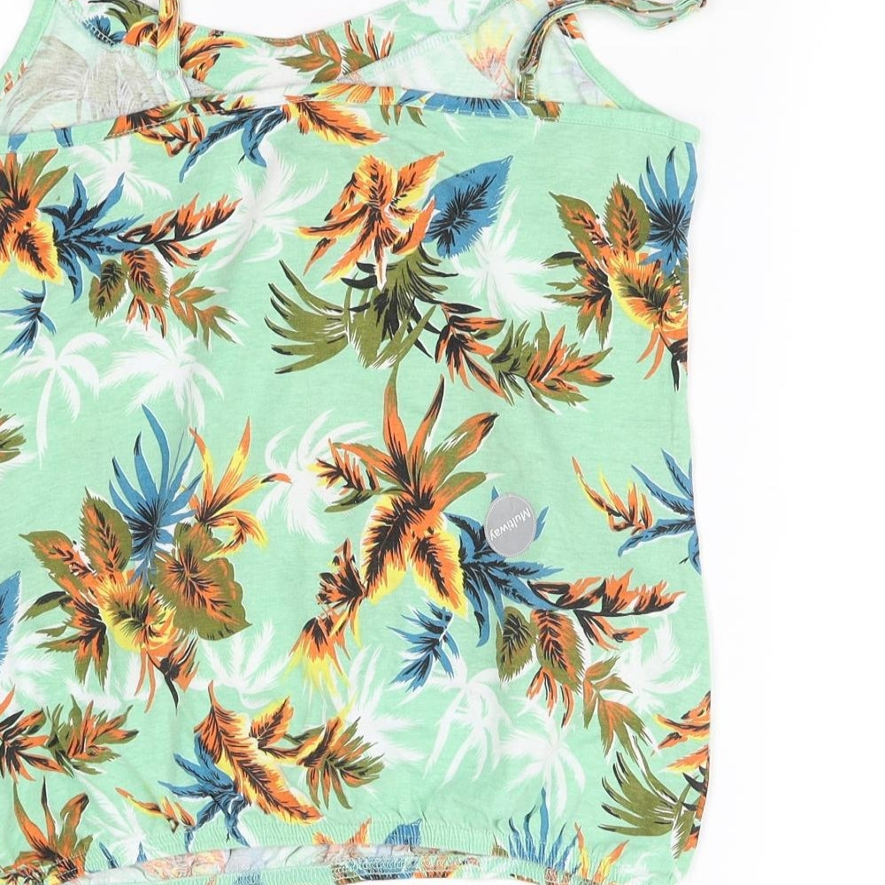 Intuition Womens Green Floral  Basic T-Shirt Size 8