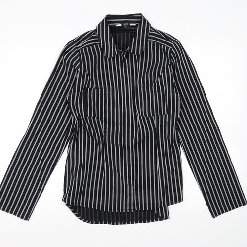NEXT Womens Black Striped  Basic Button-Up Size 14