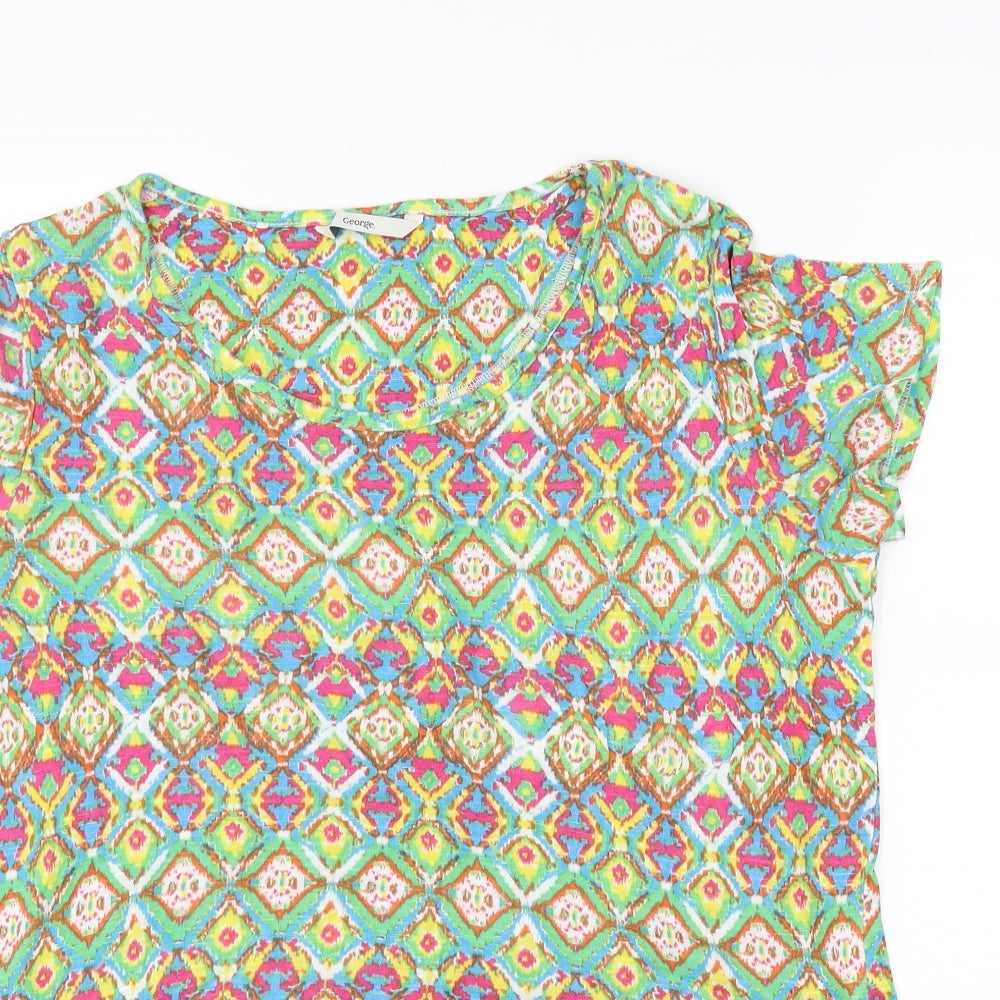 George Womens Multicoloured Geometric  Basic T-Shirt Size 14