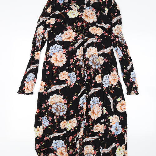 New Look Womens Black Floral  Shirt Dress  Size 14