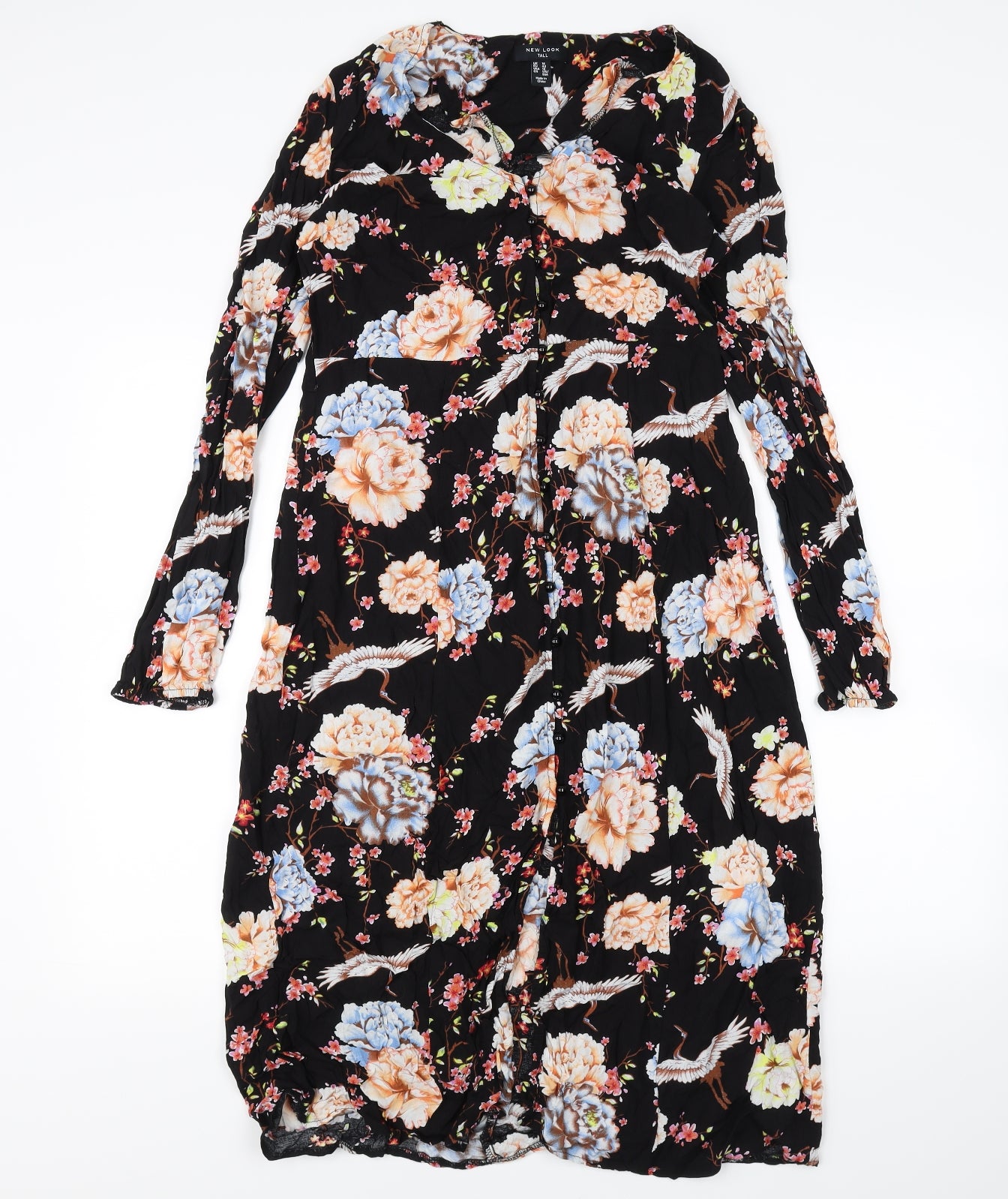 New Look Womens Black Floral  Shirt Dress  Size 14