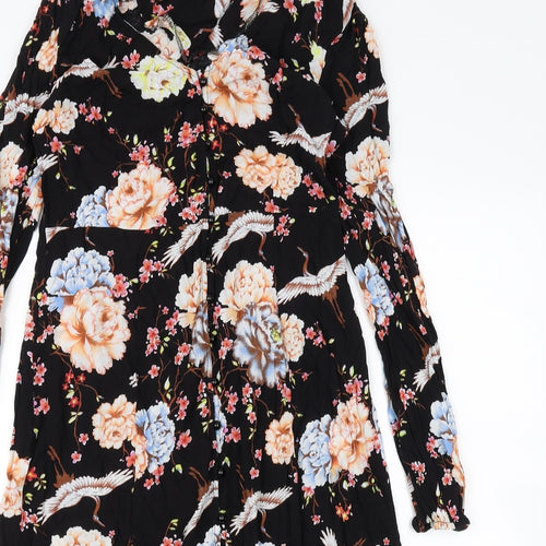 New Look Womens Black Floral  Shirt Dress  Size 14
