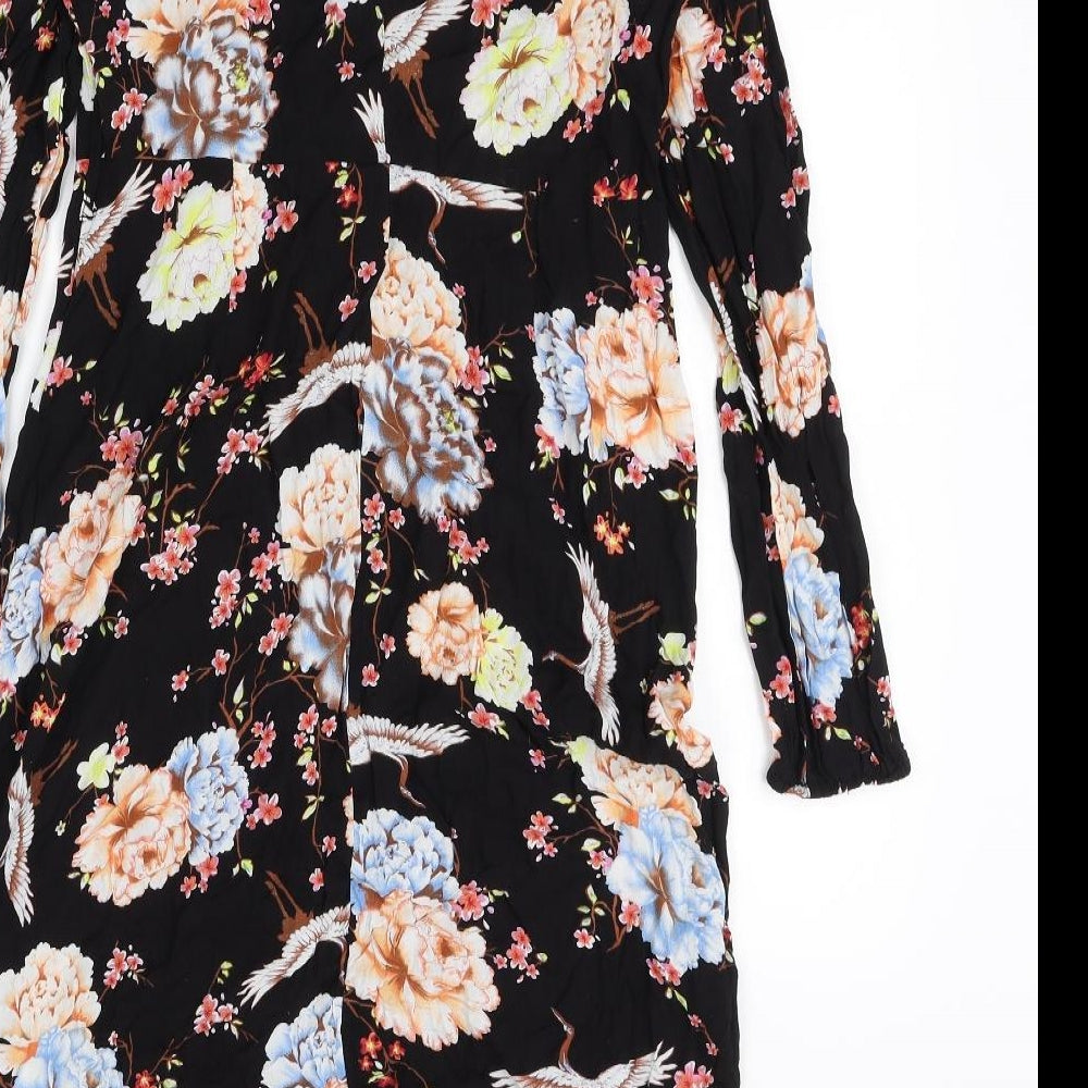 New Look Womens Black Floral  Shirt Dress  Size 14