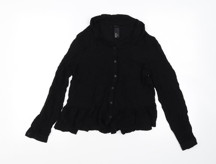 H&M Womens Black Basic Button-Up Size 8