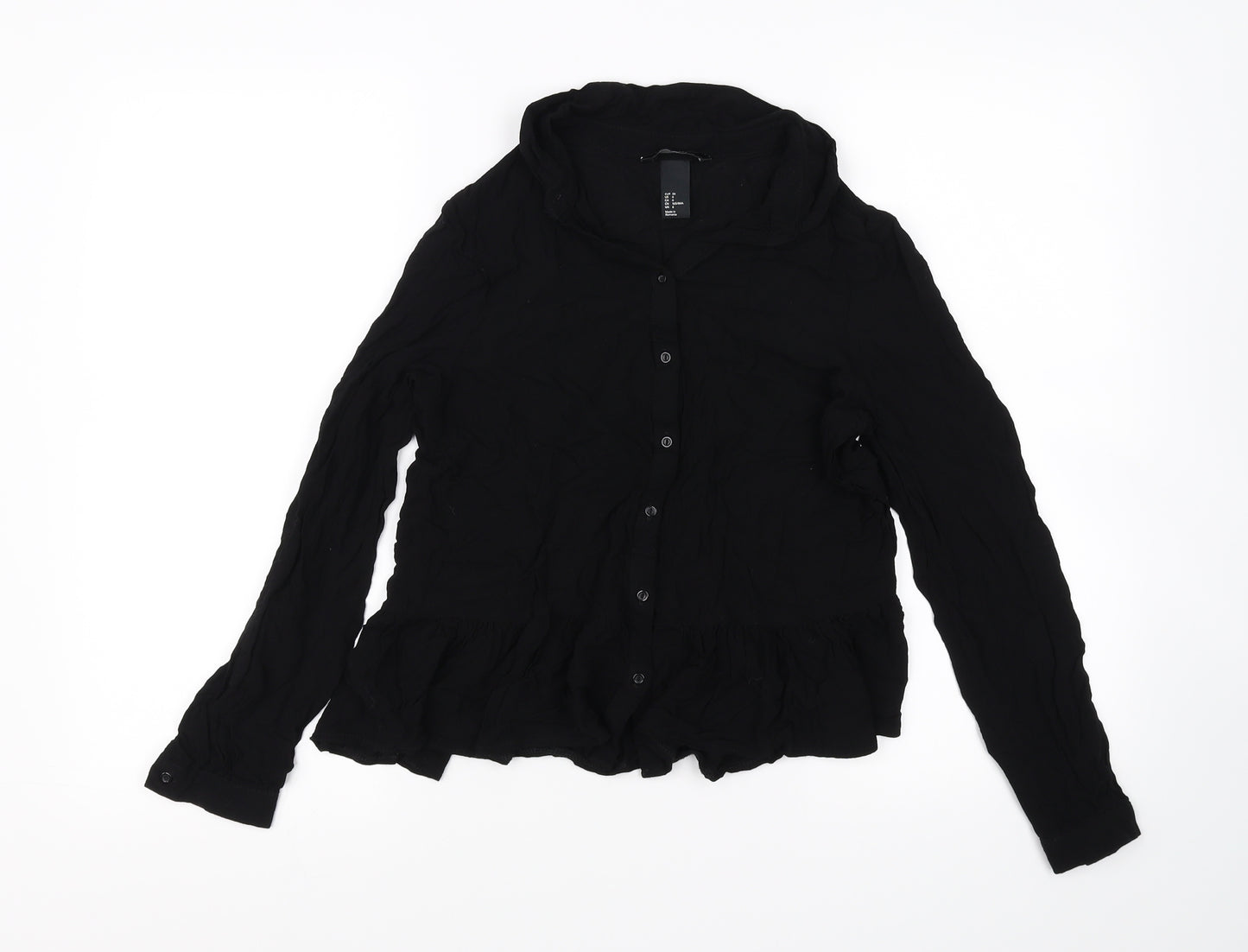 H&M Womens Black   Basic Button-Up Size 8