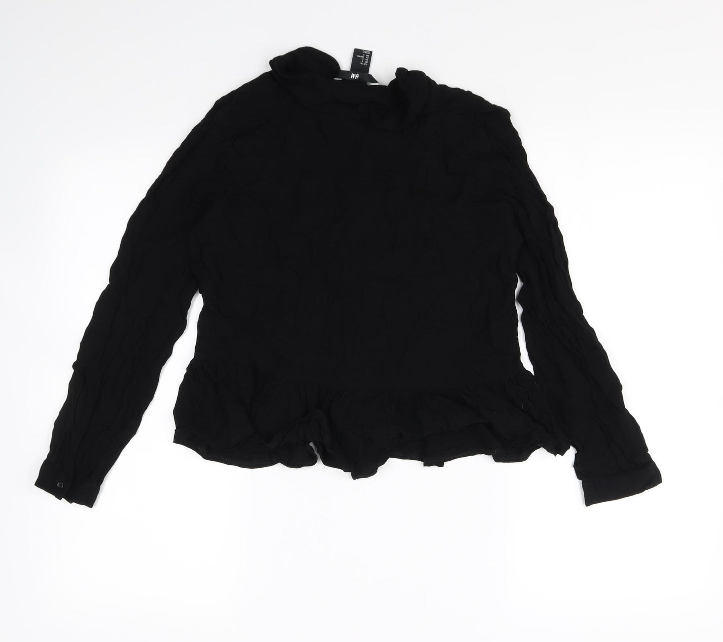 H&M Womens Black   Basic Button-Up Size 8